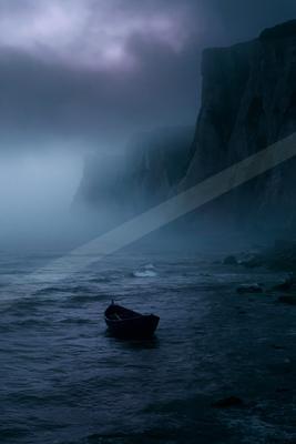 A moody water scene of ocean.