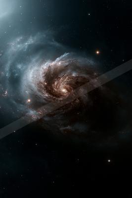 A black-and-white moody sky scene of a galaxy, dust.