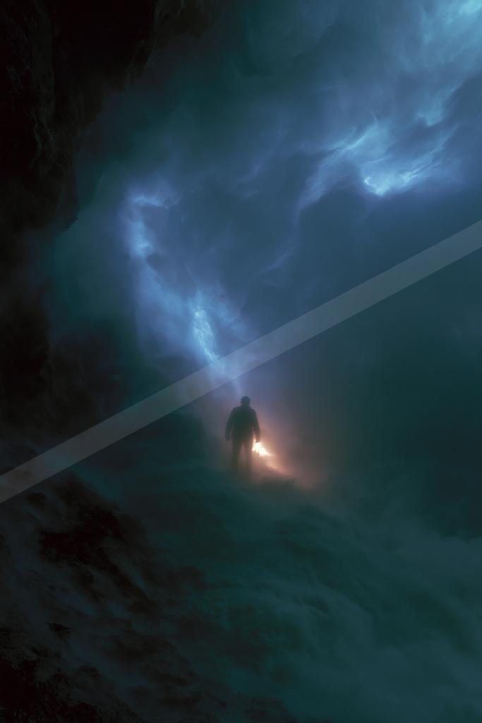 A dramatic sky scene of storm, silhouette.