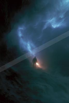 A mysterious sky scene of a storm, fog.