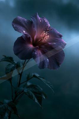A night nature scene of flowers.