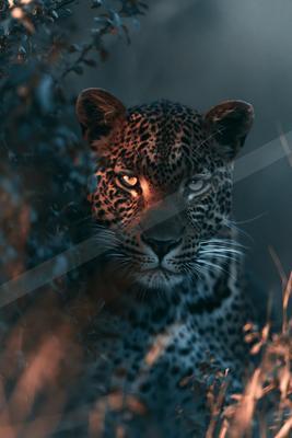 A black-toned moody photograph of leopard, jaguar, snow leopard.