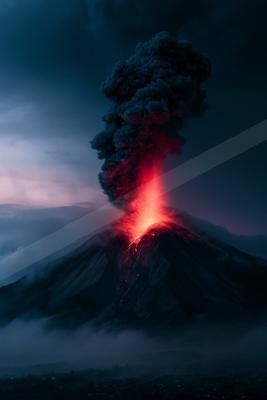 A moody landscape of mountains.
