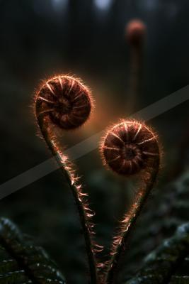A moody nature scene of flowers, plants.
