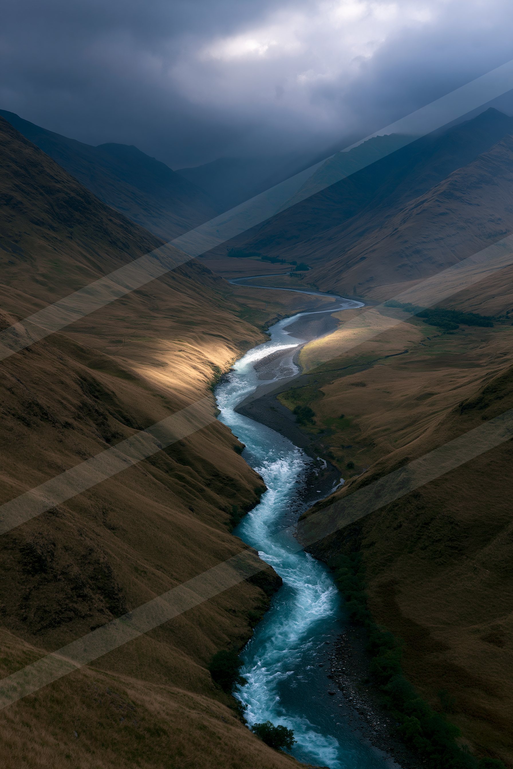A dramatic long exposure water scene of a river.