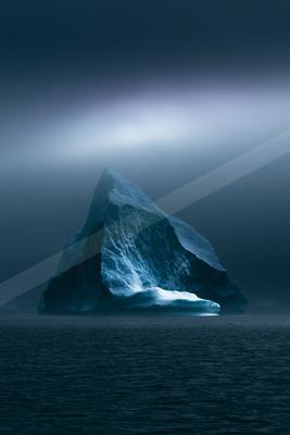 A mysterious landscape of a glacier, ice.