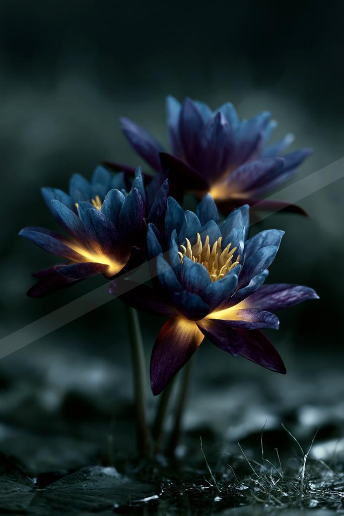 An ethereal nature scene of a flowers, ripples.