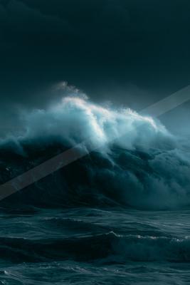 A dramatic sky scene of storm, ocean.