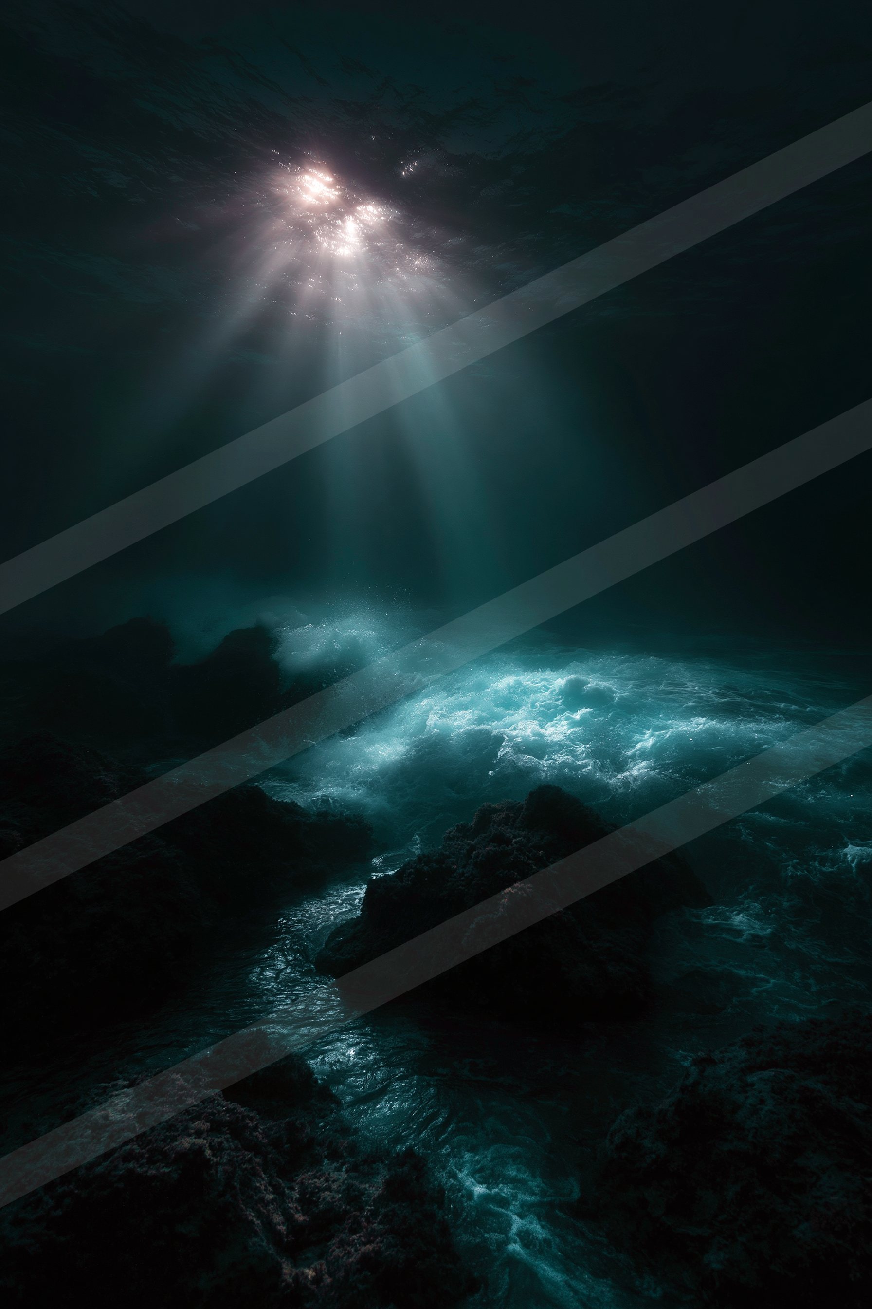 An ethereal water scene of an ocean, ripples.