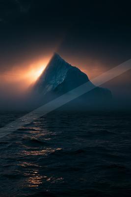 A moody landscape of mountains.