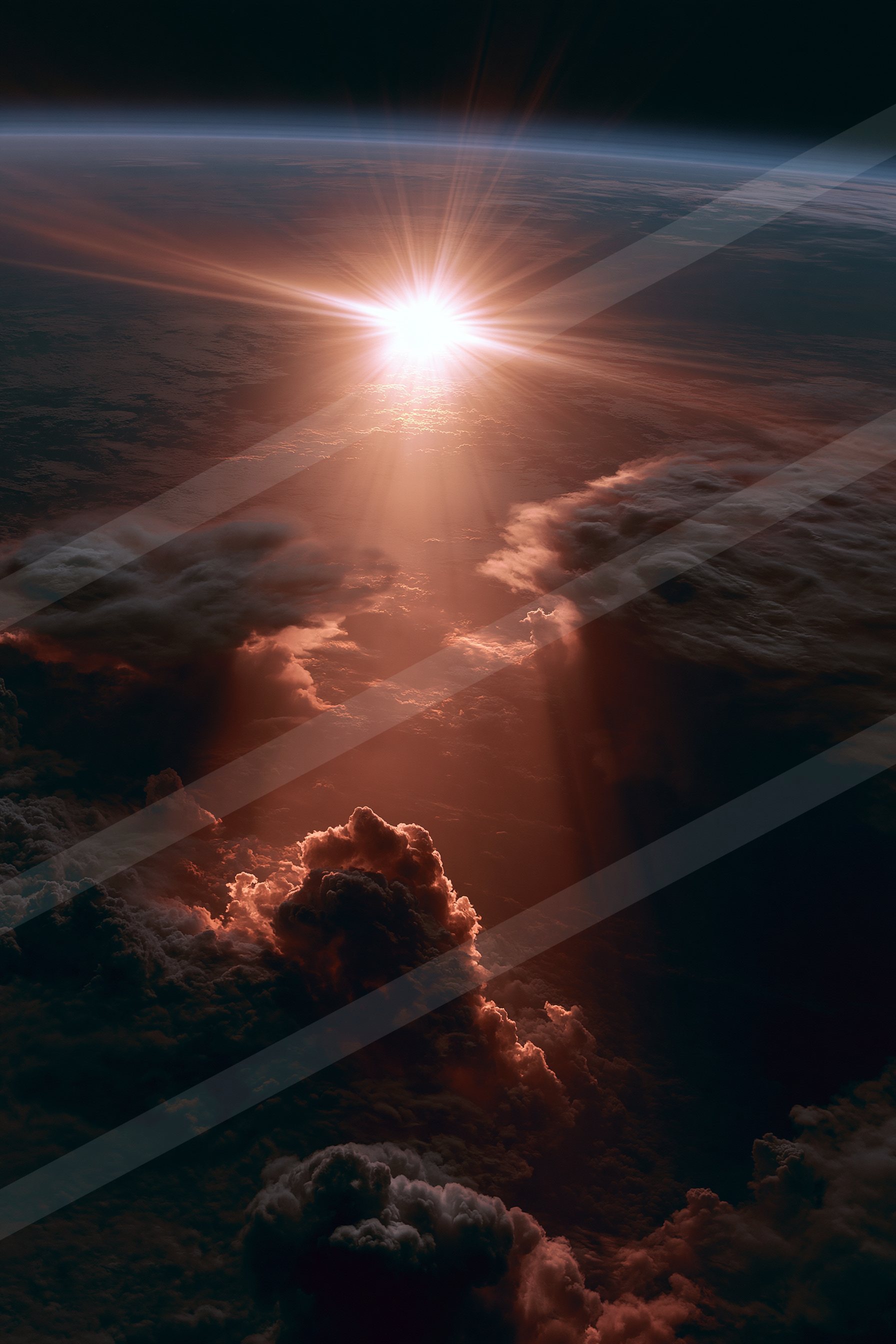 A night high contrast sky scene of a sunbeams, dust.