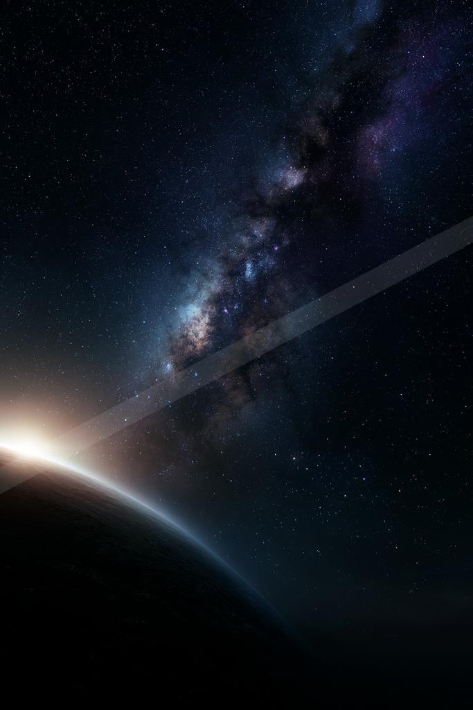 A night panorama sky scene of a galaxy, dust.