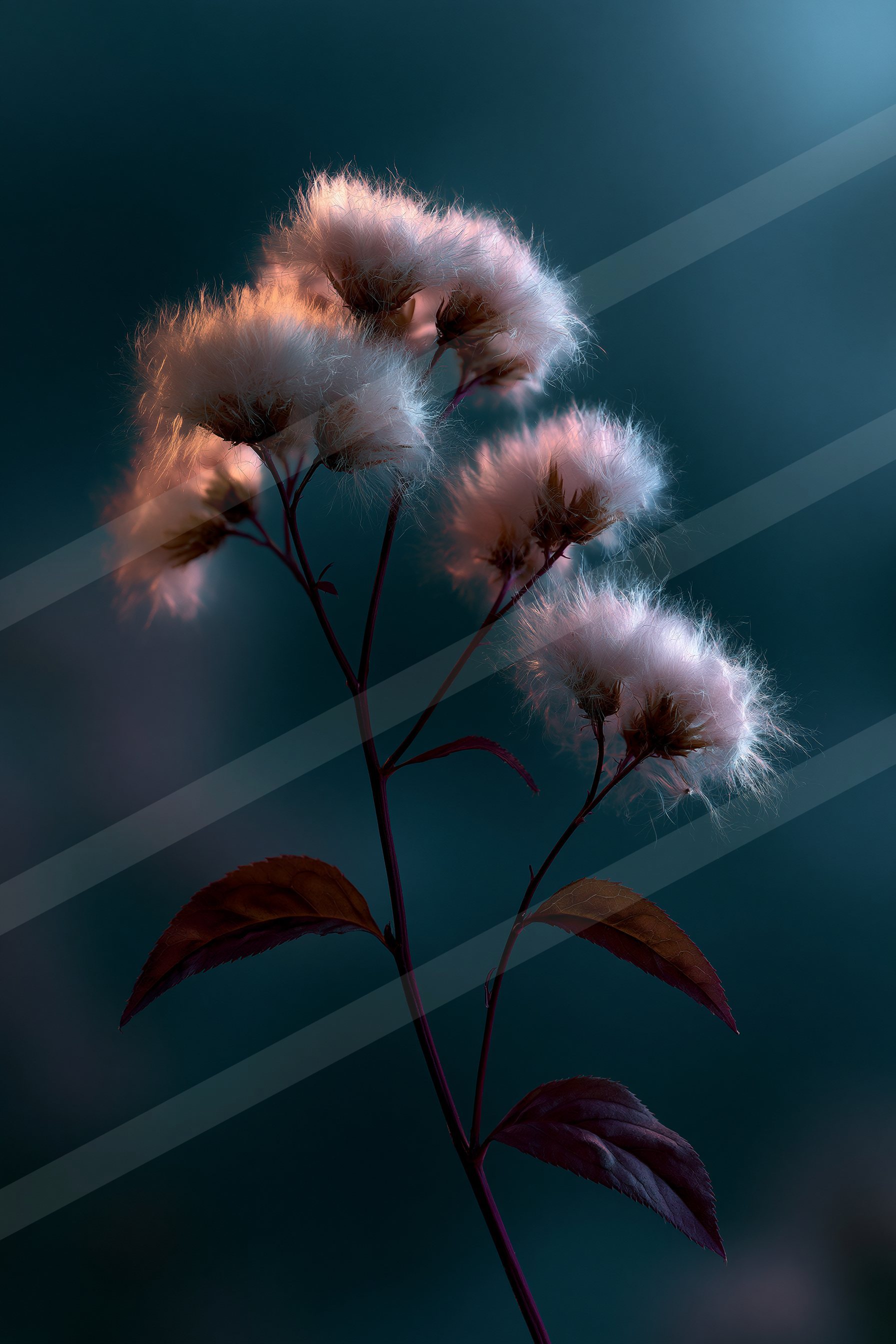 An ethereal soft focus nature scene of a flowers, dust.