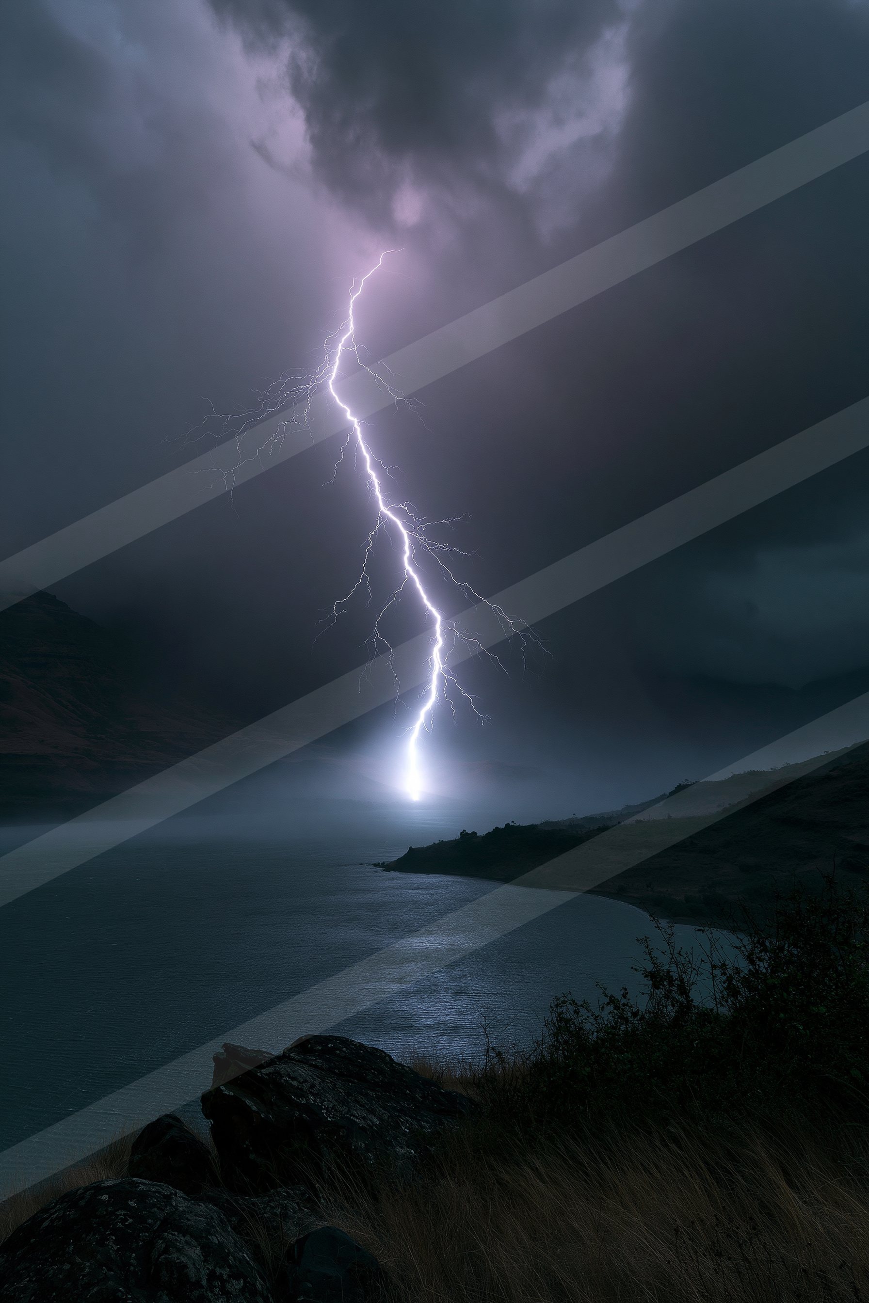 A dramatic sky scene of a lightning.
