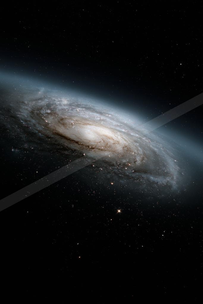 A stunning spiral galaxy with swirling arms and dark dust lanes set against the backdrop of a star-filled cosmos.