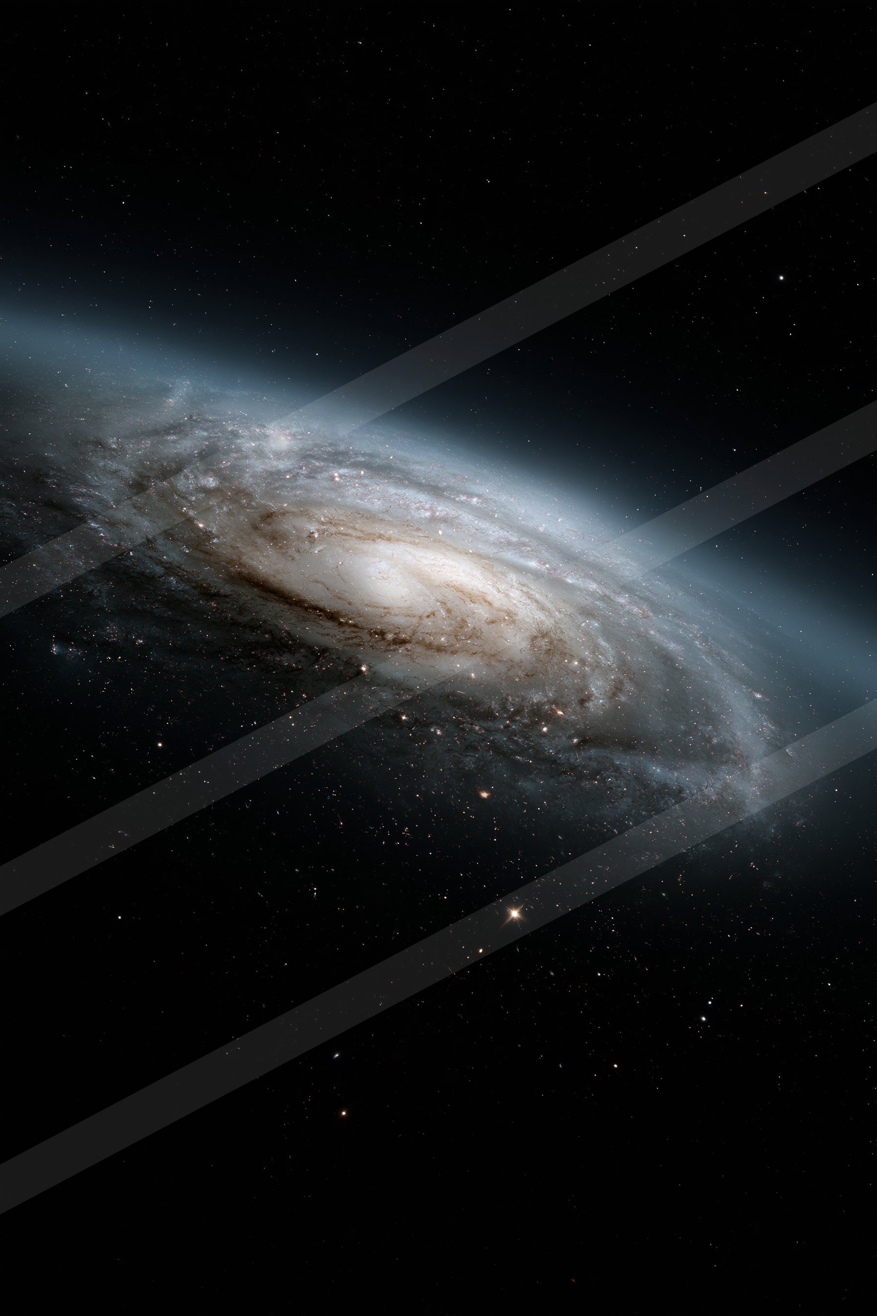 A stunning spiral galaxy with swirling arms and dark dust lanes set against the backdrop of a star-filled cosmos.