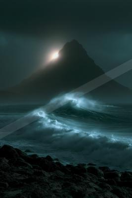 A dramatic water scene of ocean.
