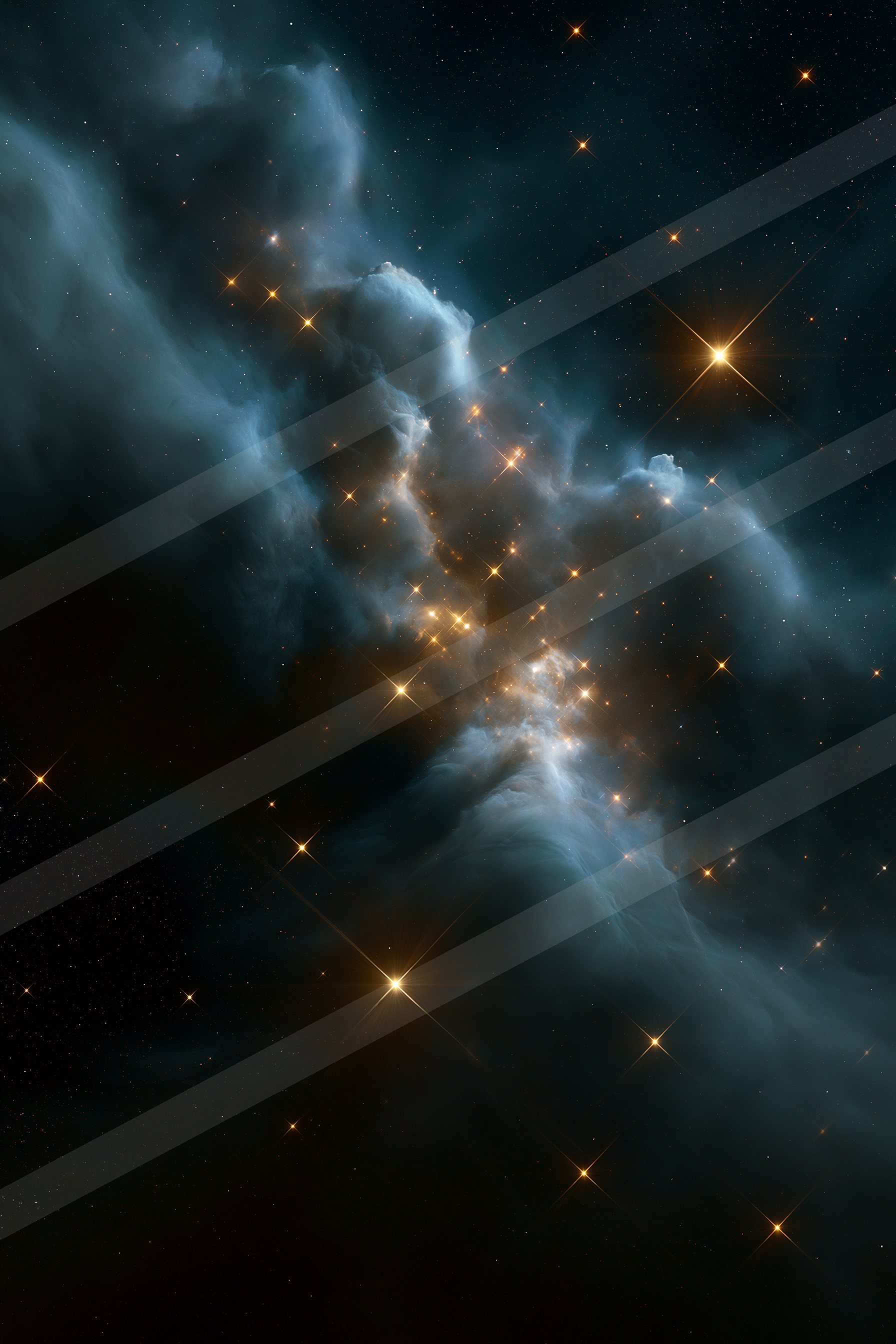 A vibrant nebula illuminated by a cluster of bright stars, set against the vast darkness of space.
