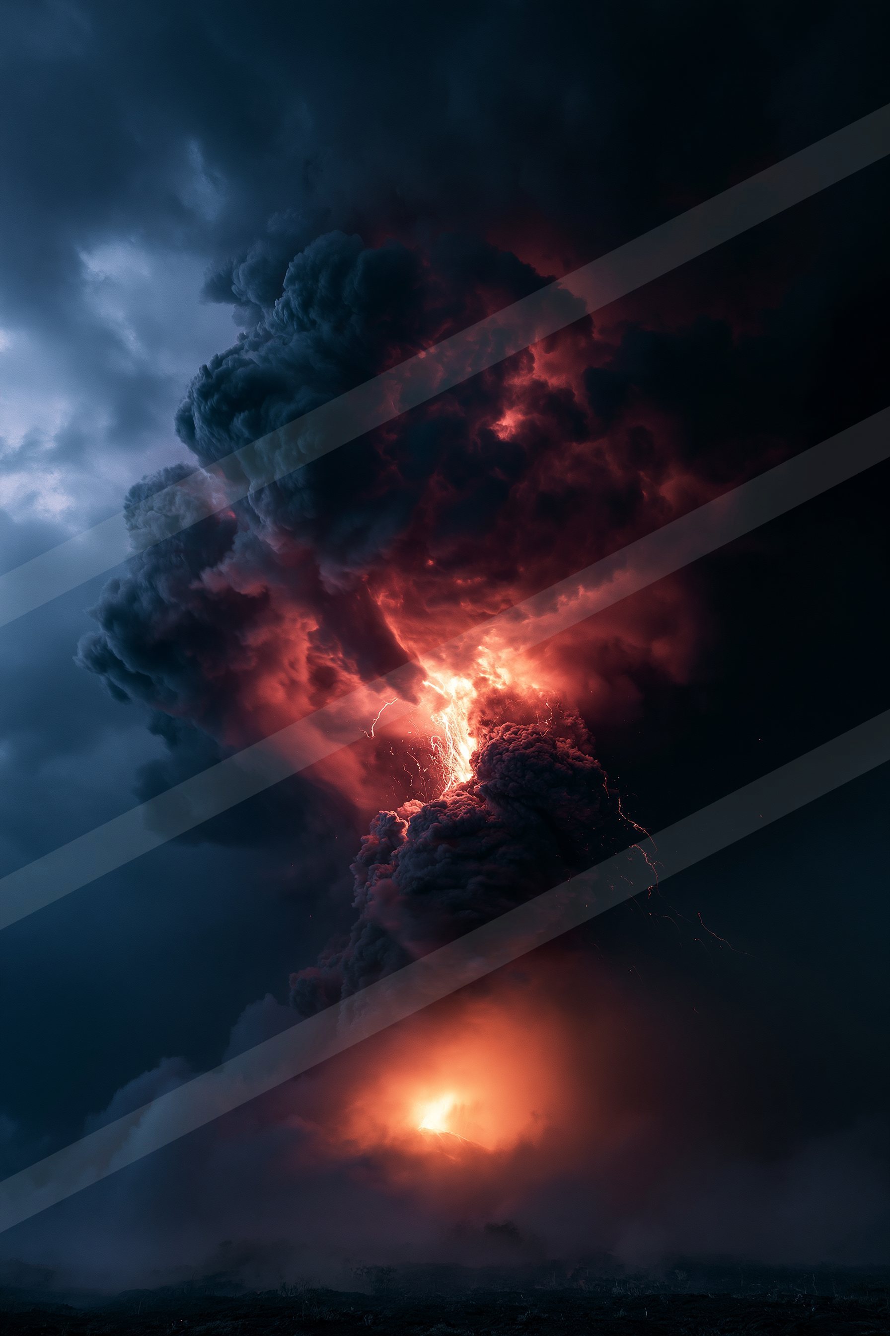 A dramatic sky scene of a lightning, fire.