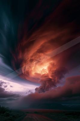 A moody sky scene of storm, clouds.