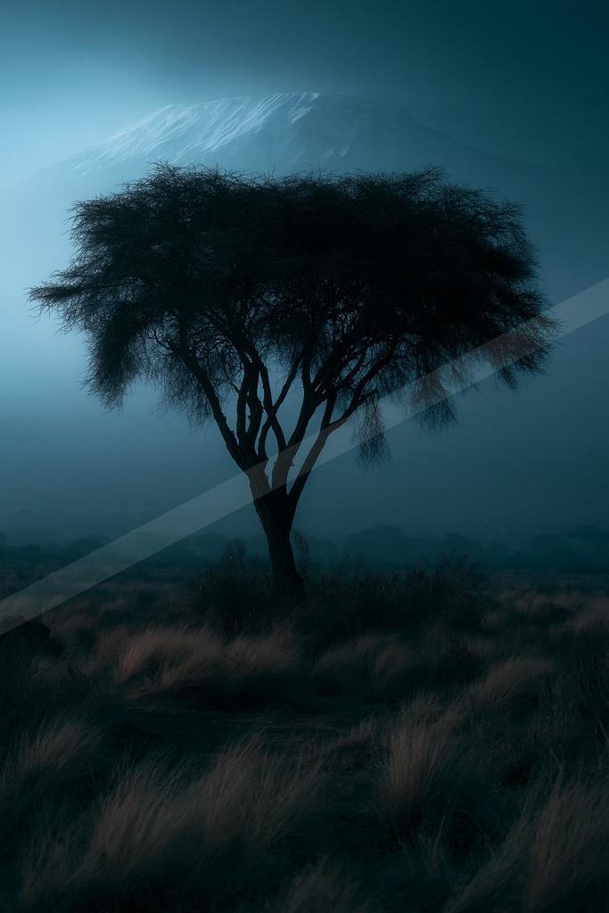 A moody nature scene of trees.