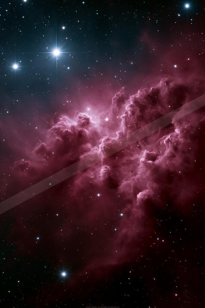 A moody sky scene of starry sky, clouds, still life.