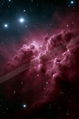 A moody sky scene of starry sky, clouds, still life.