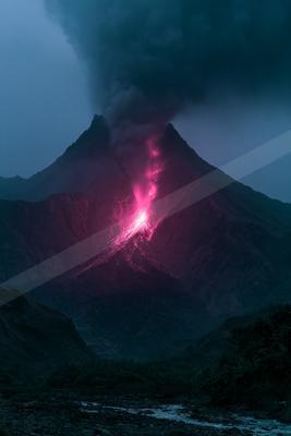 An ethereal landscape of a volcano.