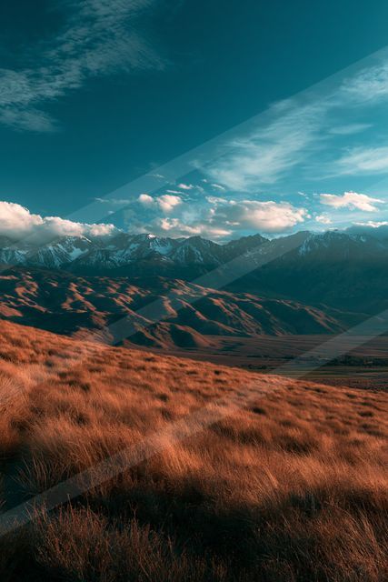 A serene high contrast landscape of a rolling hills, dust.