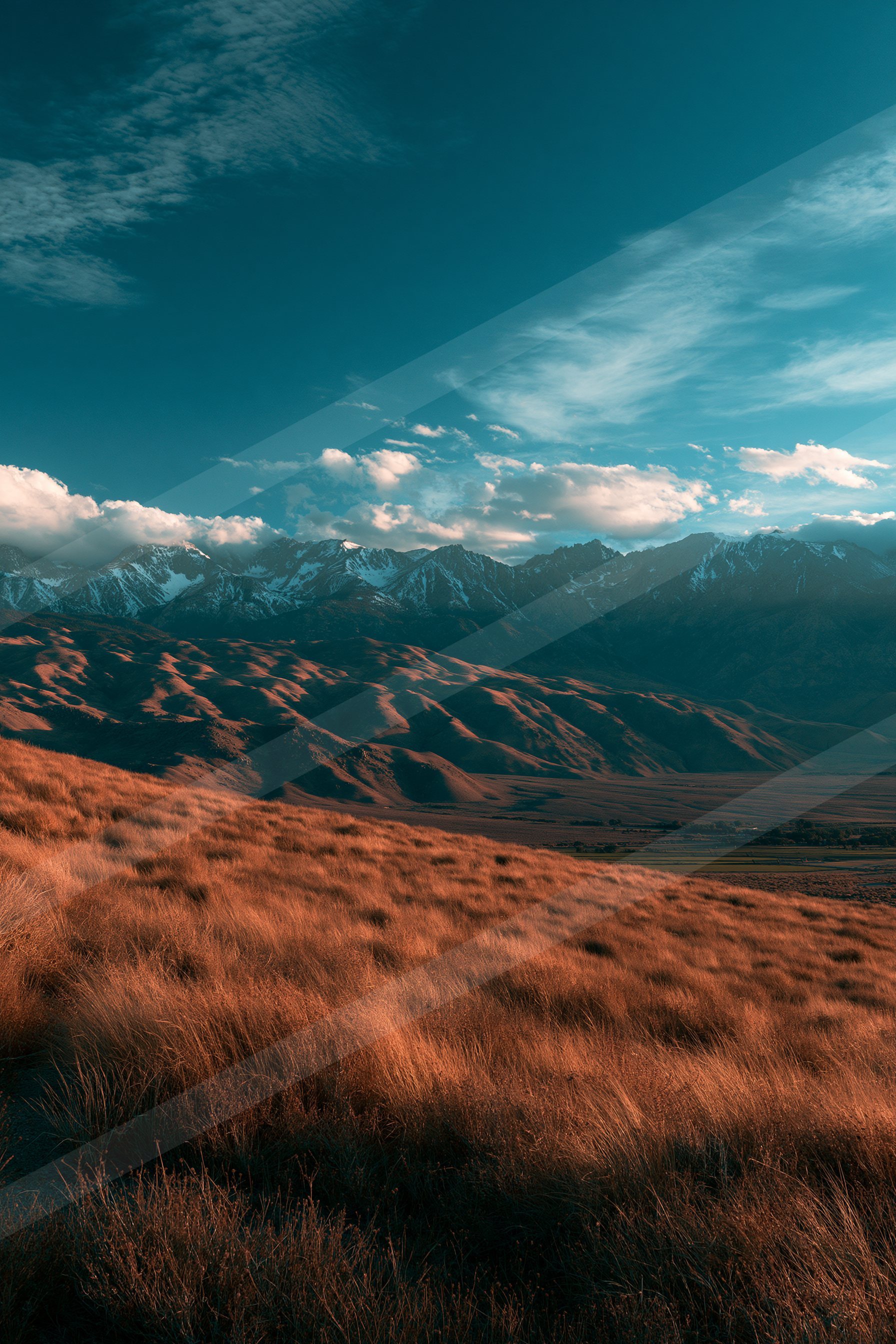 A serene high contrast landscape of a rolling hills, dust.