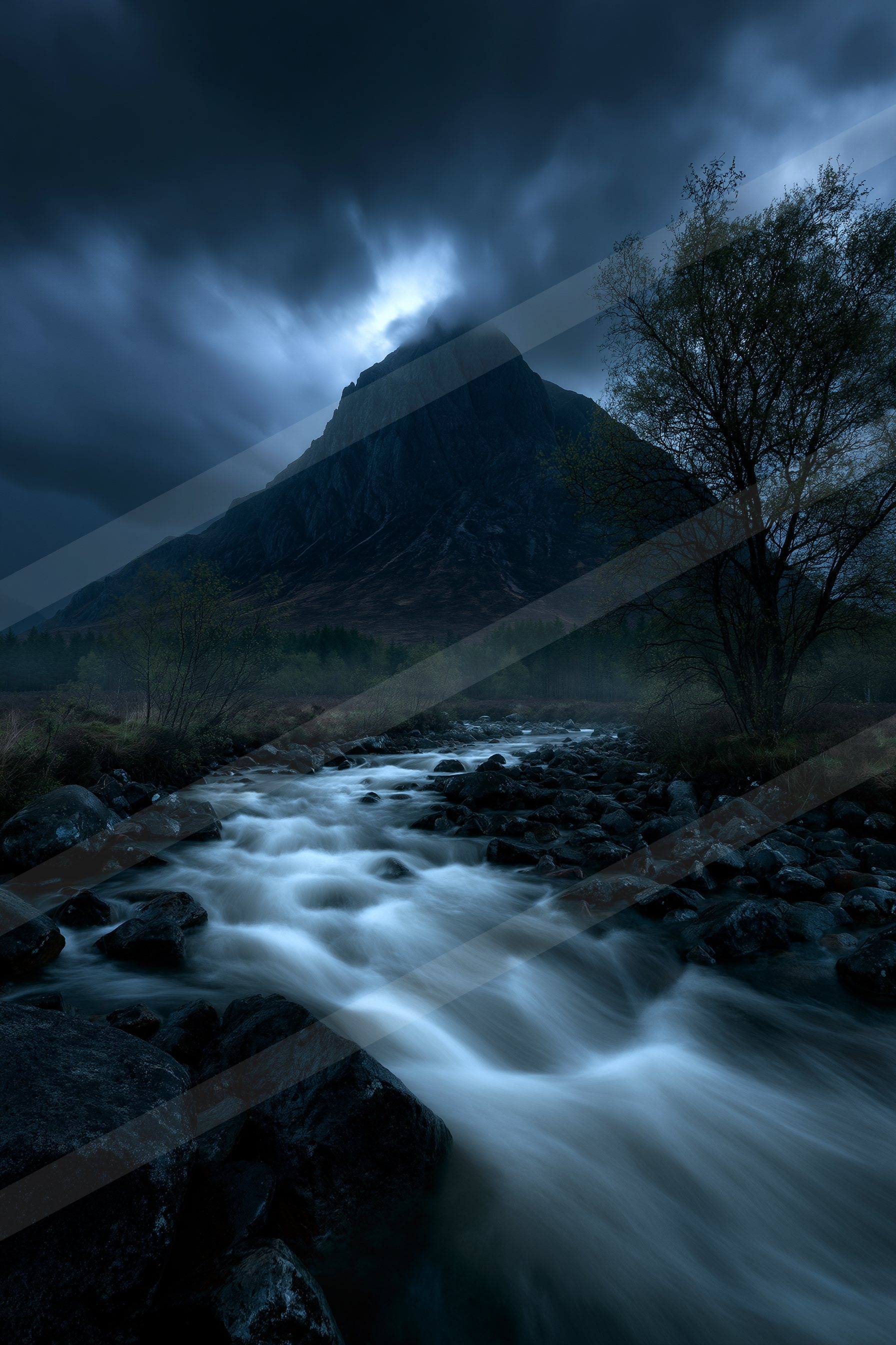 An ethereal long exposure water scene of a stream.