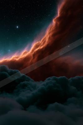 A dramatic sky scene of clouds, starry sky, storm.