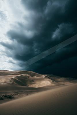 A dramatic sky scene of storm, desert.