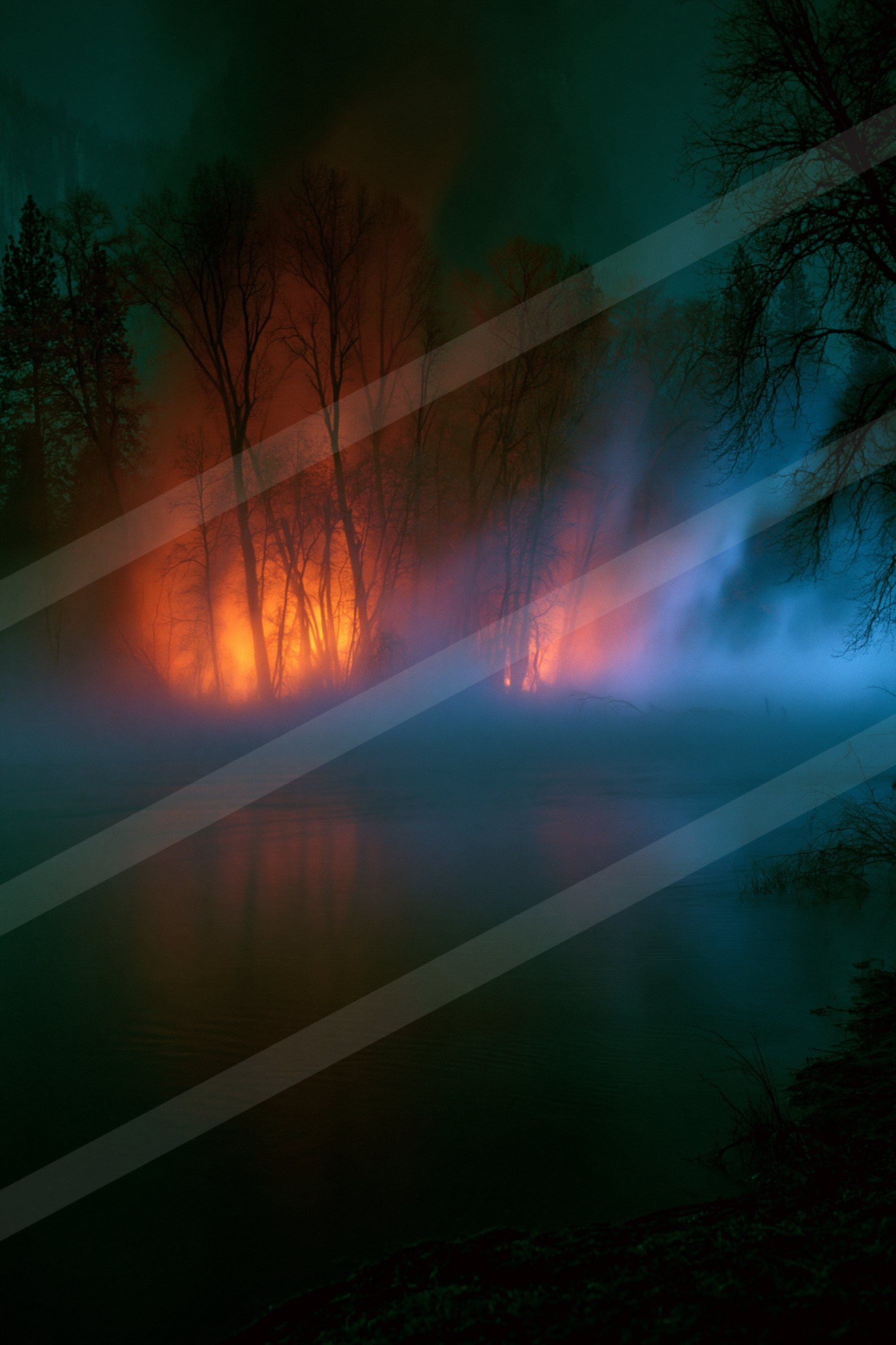 A mysterious sky scene of an aurora, fire.