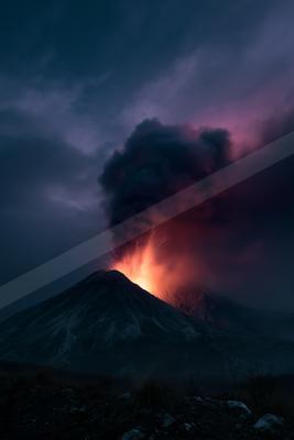 A moody landscape of mountains.