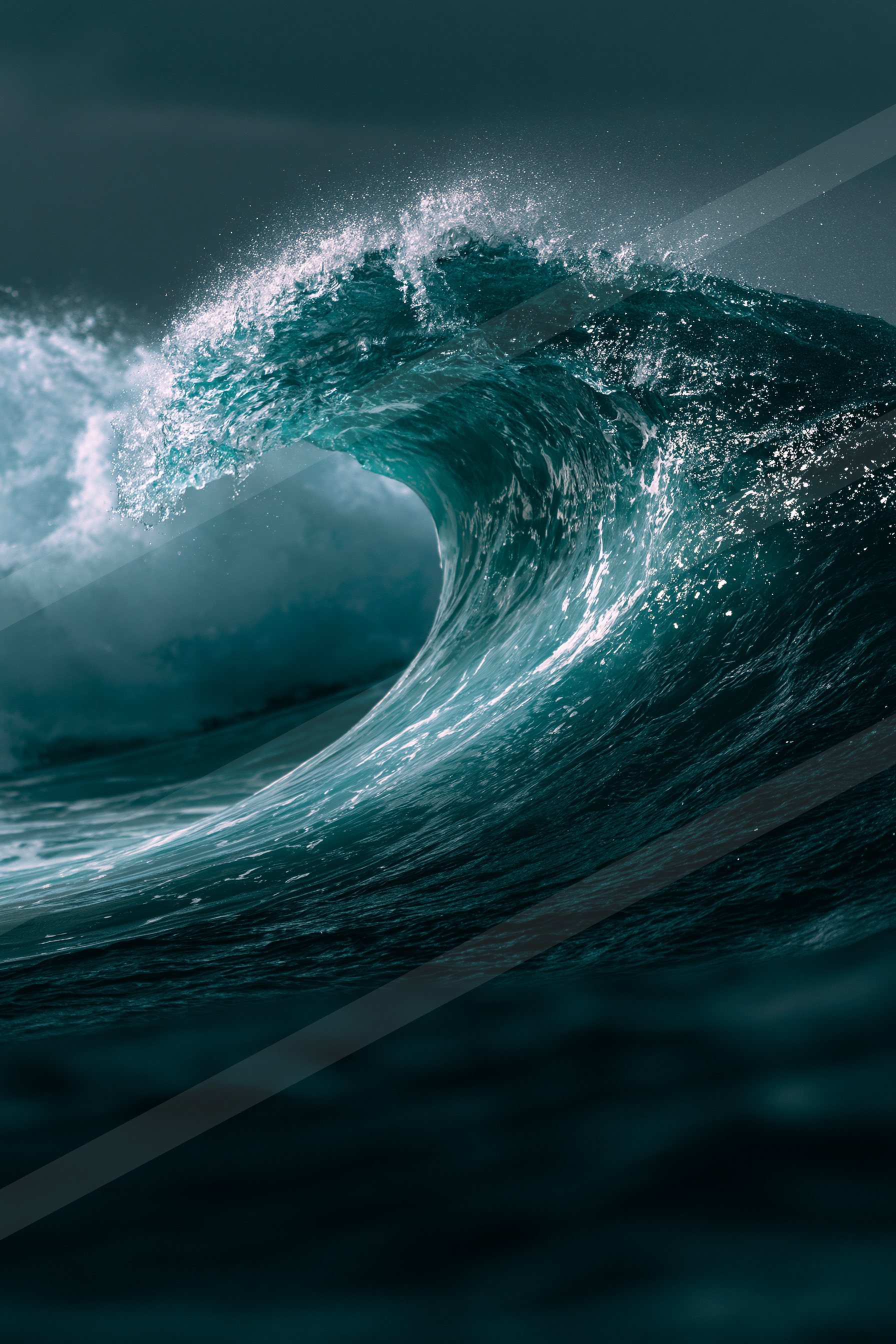 A dramatic water scene of an ocean waves, ripples.