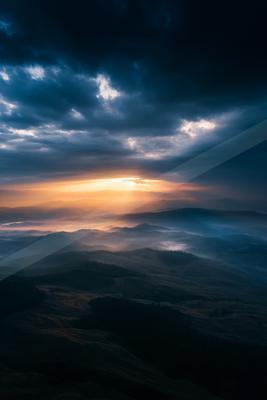 A moody sky scene of sunset.