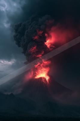 A moody landscape of mountains.