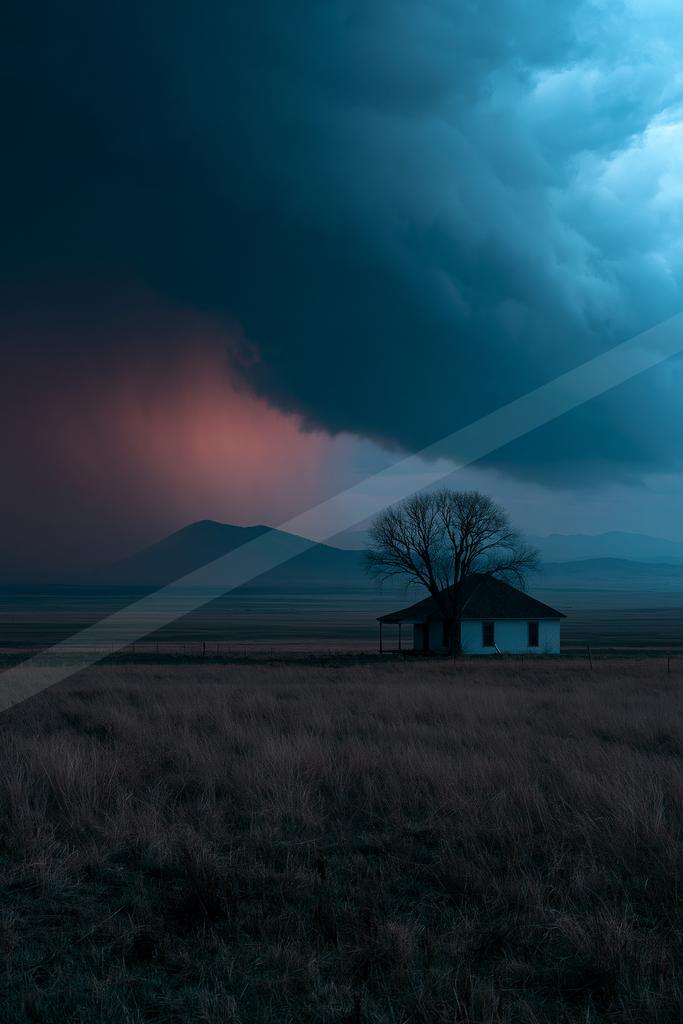 A blue hour sky scene of storm.