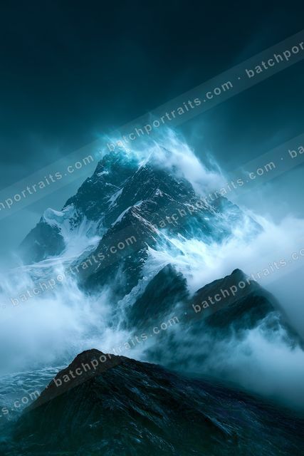 An ethereal double exposure landscape of a mountains, fog.