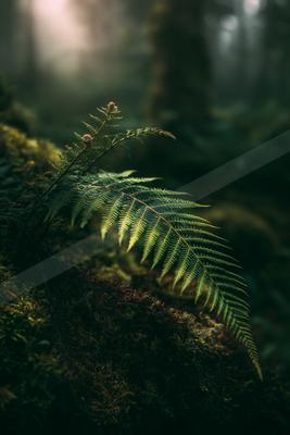 A moody nature scene of plants, forest, wildlife.