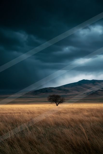 A dramatic long exposure landscape of a field.