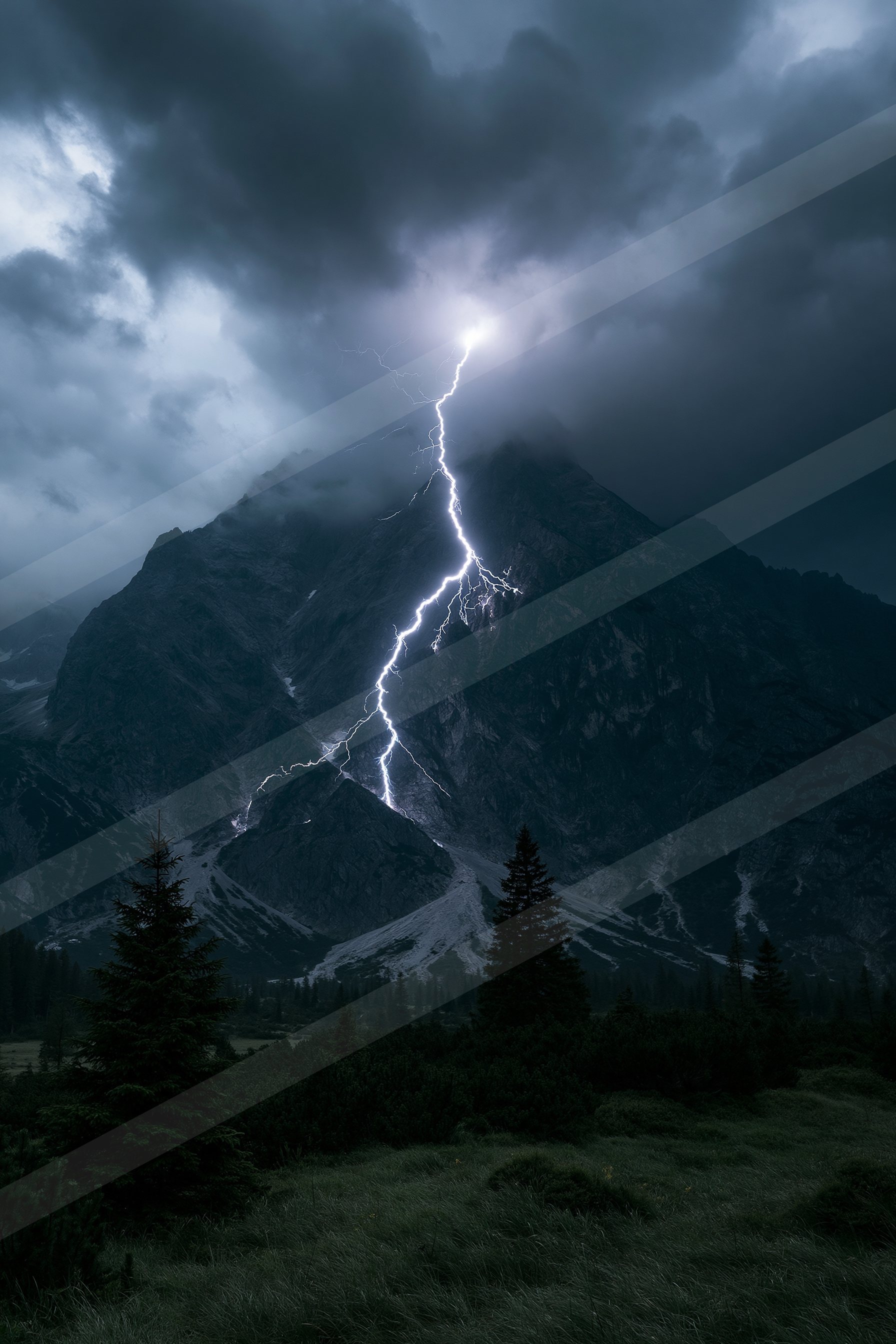 A dramatic sky scene of a lightning.