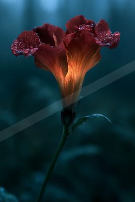 A moody nature scene of flowers.