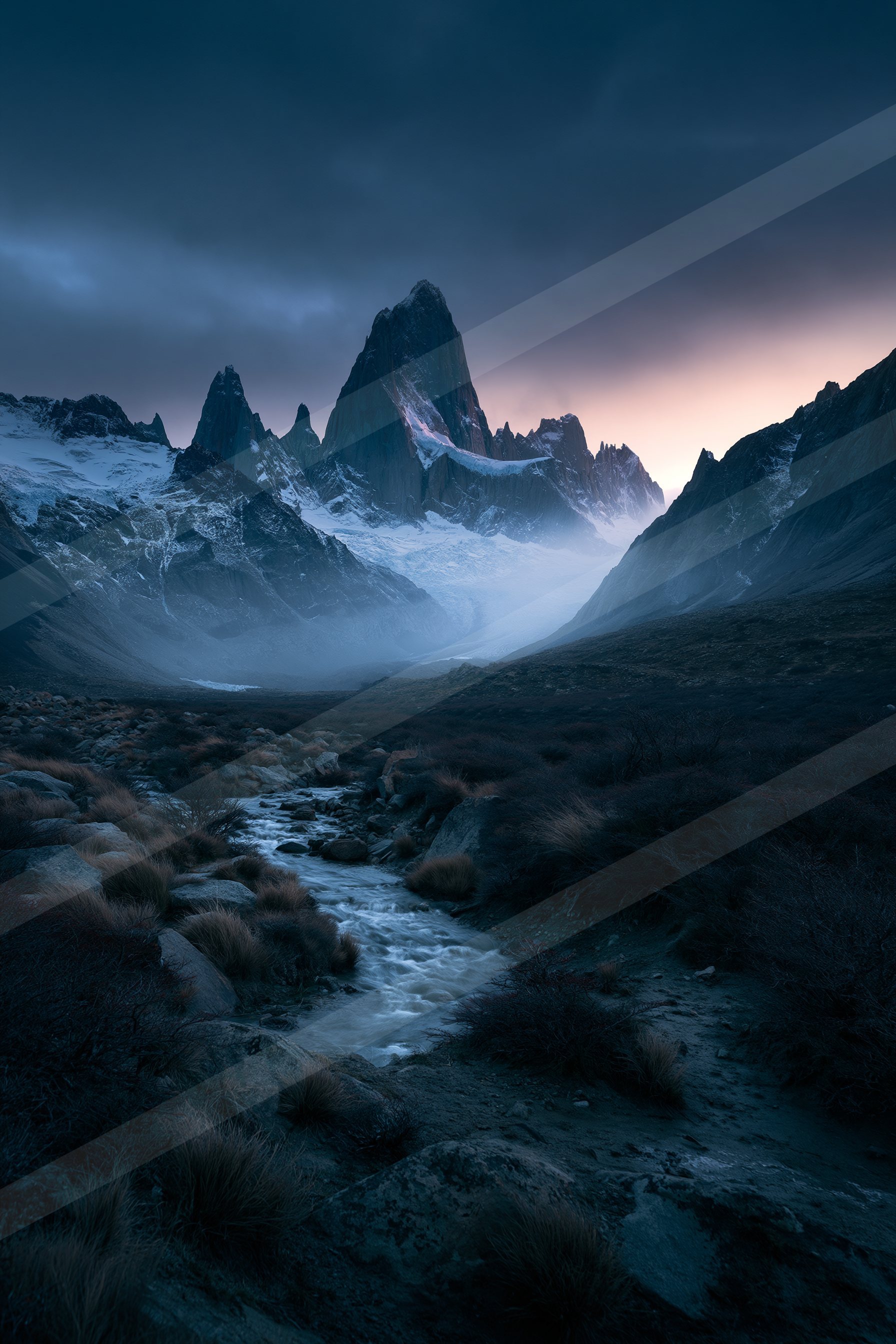 An ethereal panorama landscape of a mountains.