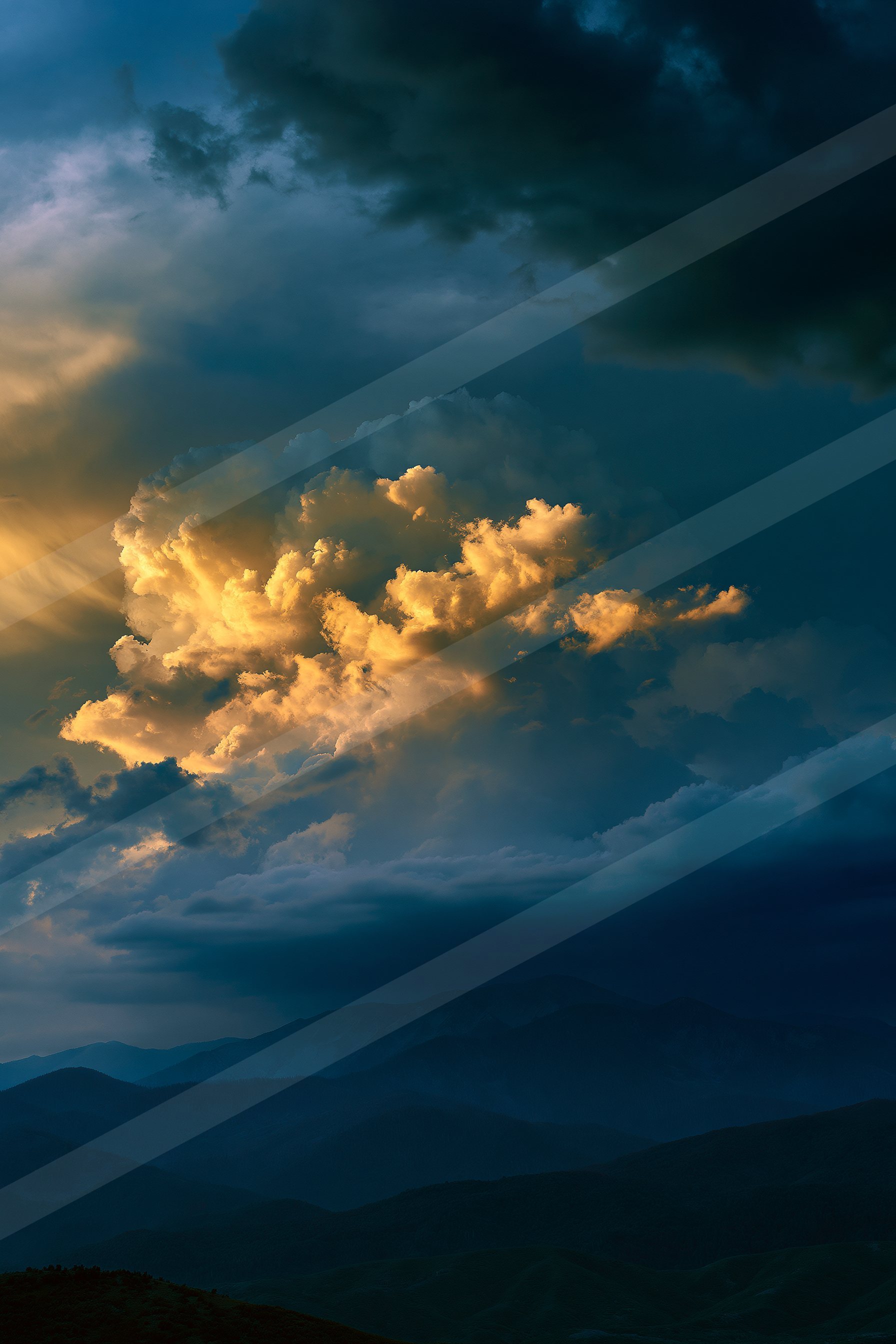 A blue hour high contrast sky scene of a clouds, dust.