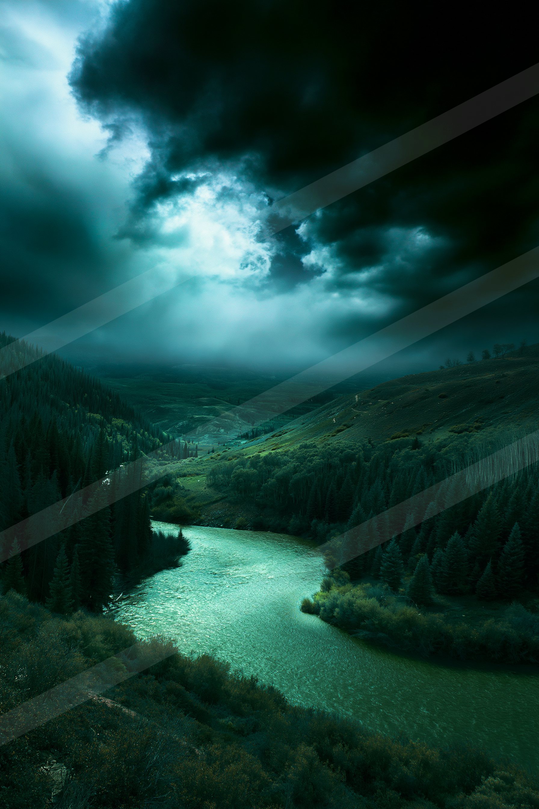 A dramatic high contrast sky scene of a storm.