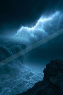 A dramatic sky scene of a storm, fog.