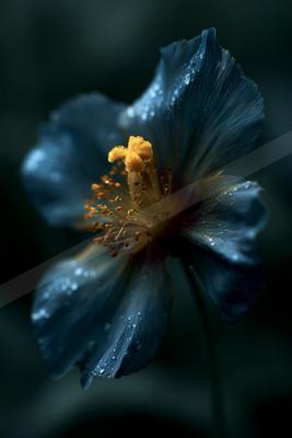 A blue hour macro nature scene of flowers, still life.