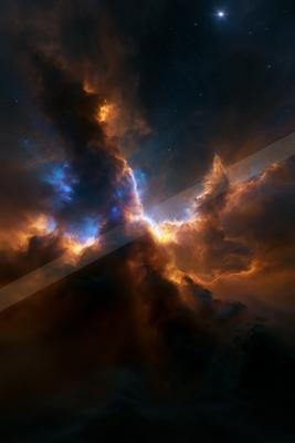 A dramatic sky scene of clouds, storm.